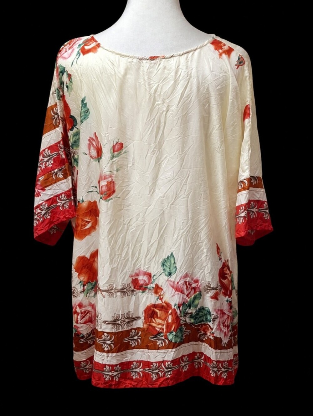 Johnny Was Secret Garden Silk Floral Tunic Blouse Poncho Top Women Size Large - Picture 7 of 16